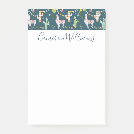 あなたの一流の|の水彩画のラマの旗パターンを加えて下さい ポストイット (正面)