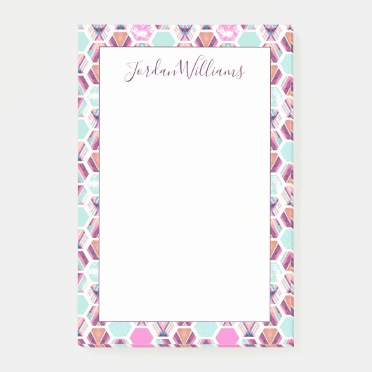 あなたの一流の|の水彩画の六角形パターンを加えて下さい ポストイット (正面)