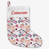 あなたの一流の|の水彩画の化粧パターンを加えて下さい スモールクリスマスストッキング (正面)