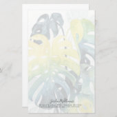 あなたの一流の|の水彩画の日没のヤシの木の葉を加えて下さい 便箋 (正面/裏面)