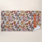 あなたの一流の|の水彩画の海洋生物パターンを加えて下さい ビーチタオル (正面)