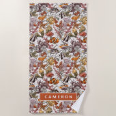 あなたの一流の|の水彩画の海洋生物パターンを加えて下さい ビーチタオル (正面)