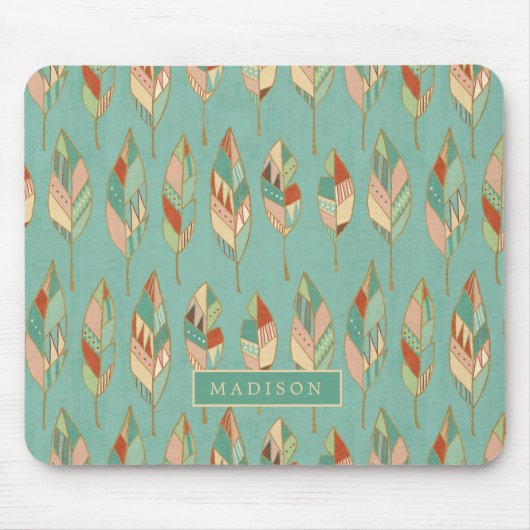 あなたの一流の|の水彩画の羽パターンを加えて下さい マウスパッド (正面)