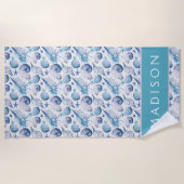 あなたの一流の|の水彩画の貝を加えて下さい ビーチタオル (正面)