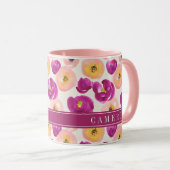 あなたの一流の|の水彩画植物のパターンを加えて下さい マグカップ (正面右)