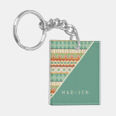 あなたの一流の|の水彩画種族パターンを加えて下さい キーホルダー (正面左)