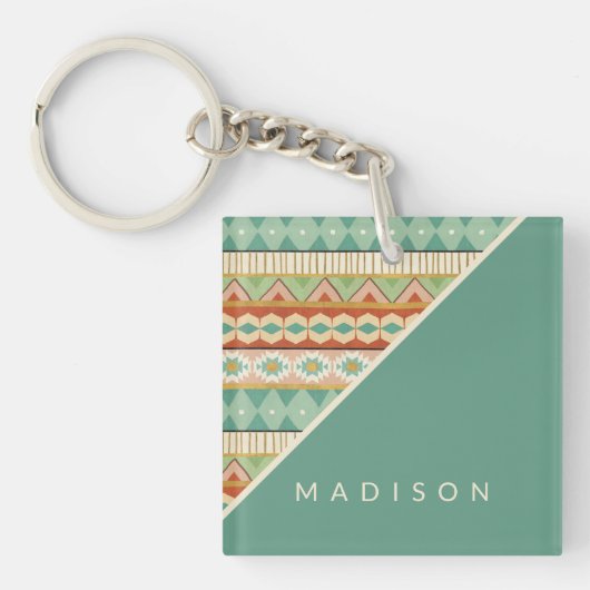 あなたの一流の|の水彩画種族パターンを加えて下さい キーホルダー (正面)