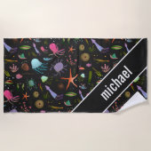 あなたの一流の|の海の生き物パターンを加えて下さい ビーチタオル (正面)