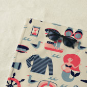 あなたの一流の|の海洋生物パターンを加えて下さい ビーチタオル (インサイチュ)