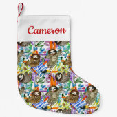 あなたの一流の|の漫画の水彩画の怠惰パターンを加えて下さい スモールクリスマスストッキング (正面)