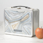 あなたの一流の|の灰色によって大理石模様をつけられる抽象デザインを加えて下さい メタルランチボックス (インサイチュ)