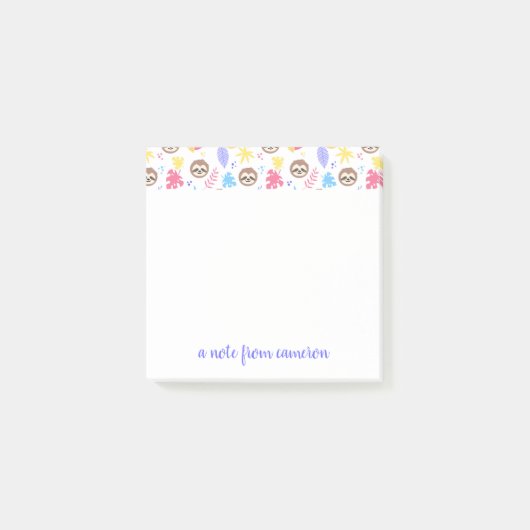 あなたの一流の|の熱帯怠惰及び葉パターンを加えて下さい ポストイット (正面)