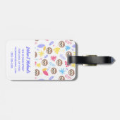 あなたの一流の|の熱帯怠惰及び葉パターンを加えて下さい ラゲッジタグ (裏面横)