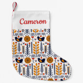 あなたの一流の|の秋の鳥の民芸パターンを加えて下さい スモールクリスマスストッキング (正面)