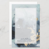 あなたの一流の|の紺碧及び金ゴールドを加えて下さい 便箋 (正面/裏面)