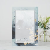 あなたの一流の|の紺碧及び金ゴールドを加えて下さい 便箋 (スタンド正面)