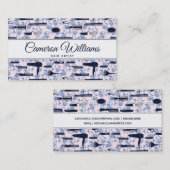 あなたの一流の|の美しいの心配の青のバラパターンを加えて下さい 名刺 (正面/裏面)