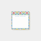 あなたの一流の|の花柄のハートの民芸パターンを加えて下さい ポストイット (正面)