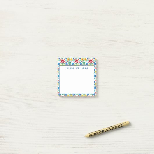 あなたの一流の|の花柄のハートの民芸パターンを加えて下さい ポストイット (デスク上)