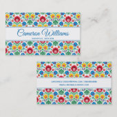 あなたの一流の|の花柄のハートの民芸パターンを加えて下さい 名刺 (正面/裏面)