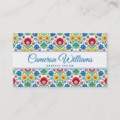 あなたの一流の|の花柄のハートの民芸パターンを加えて下さい 名刺 (正面)