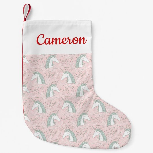 あなたの一流の|の菓子の花のユニコーンパターンを加えて下さい スモールクリスマスストッキング (正面)