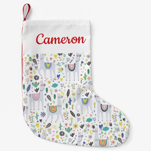 あなたの一流の|の落書きのアルパカパターンを加えて下さい スモールクリスマスストッキング (正面)