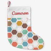 あなたの一流の|の蜂のはちの巣モジュールパターンを加えて下さい スモールクリスマスストッキング (正面)