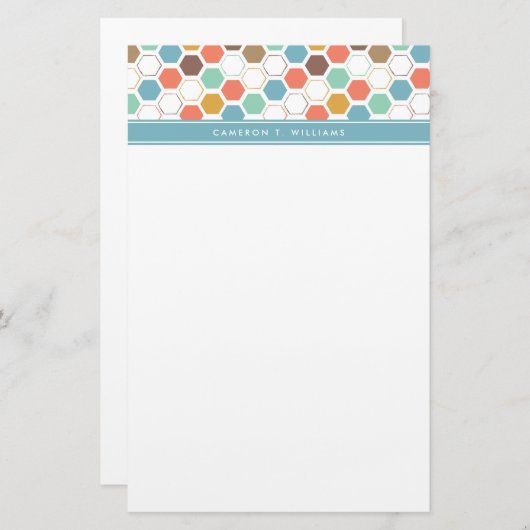 あなたの一流の|の蜂のはちの巣モジュールパターンを加えて下さい 便箋 (正面/裏面)