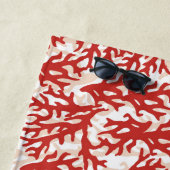 あなたの一流の|の赤い珊瑚パターンを加えて下さい ビーチタオル (インサイチュ)