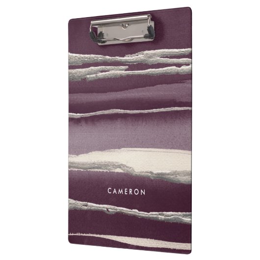 あなたの一流の|の銀のバラの紫色の抽象芸術のプリントを加えて下さい クリップボード (左)