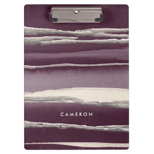 あなたの一流の|の銀のバラの紫色の抽象芸術のプリントを加えて下さい クリップボード (正面)