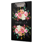 あなたの一流の|の黒の美しい水彩画の花柄 クリップボード (左)