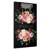 あなたの一流の|の黒の美しい水彩画の花柄 クリップボード (右)