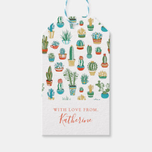 あなたの一流の のSucculentsパターンを加えて下さい ギフトタグ