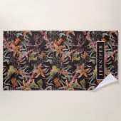 あなたの一流の|ぼろぼろの海洋生物パターンを加えて下さい ビーチタオル (正面)