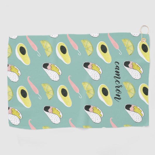 あなたの一流の|を愛|タコスElemeについてのタコス加えて下さい ゴルフタオル (横)