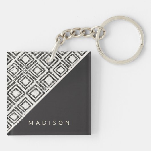 あなたの一流の|アフリカの野生パターンを加えて下さい キーホルダー (裏面)