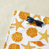 あなたの一流の|オレンジビーチの貝パターンを加えて下さい ビーチタオル (インサイチュ)