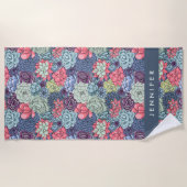 あなたの一流の|カラフルで水気が多いパターンを加えて下さい ビーチタオル (正面)