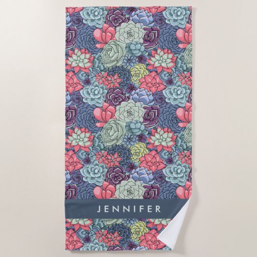 あなたの一流の|カラフルで水気が多いパターンを加えて下さい ビーチタオル (正面)