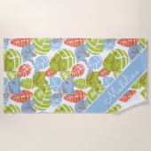 あなたの一流の|カラフルなジャングル象を加えて下さい ビーチタオル (正面)