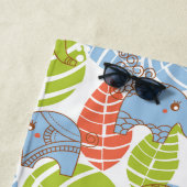 あなたの一流の|カラフルなジャングル象を加えて下さい ビーチタオル (インサイチュ)