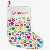 あなたの一流の|カラフルなネオン薬剤パターンを加えて下さい スモールクリスマスストッキング (正面)
