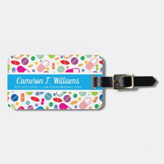 あなたの一流の|カラフルなネオン薬剤パターンを加えて下さい ラゲッジタグ (正面横)