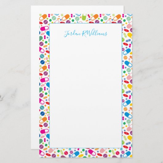 あなたの一流の|カラフルなネオン薬剤パターンを加えて下さい 便箋 (正面/裏面)