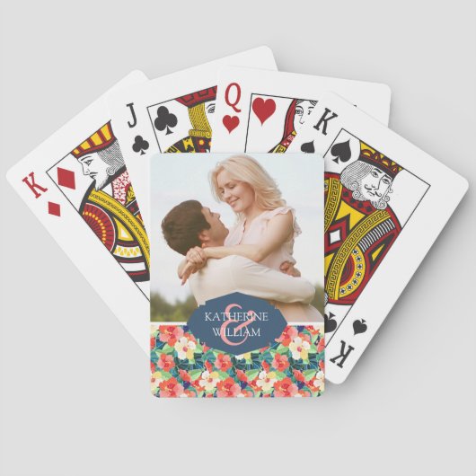 あなたの一流の|カラフルなハイビスカスパターンを加えて下さい トランプ (裏面)