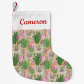 あなたの一流の|カラフルな水彩画のラマパターンを加えて下さい スモールクリスマスストッキング (正面)