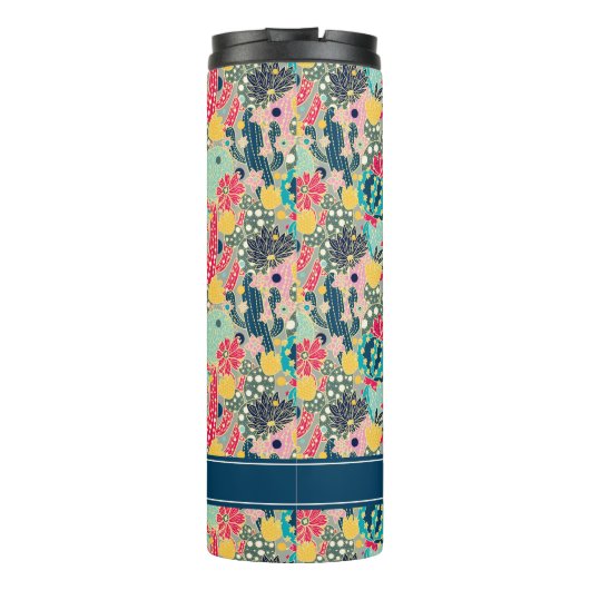 あなたの一流の|カラフルな水玉模様のサボテンパターンを加えて下さい タンブラー (裏面)