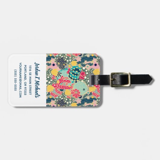 あなたの一流の|カラフルな水玉模様のサボテンパターンを加えて下さい ラゲッジタグ (正面横)